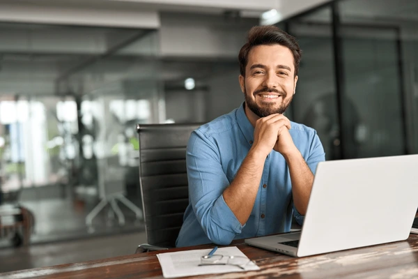 Young professional using laptop